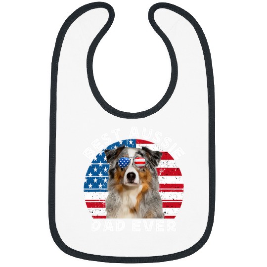Blue Merle Aussie Dad Australian Shepherd Dog American Flag Bibs