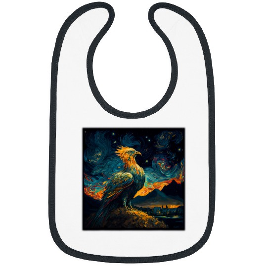 Surrealism Starry Night Phoenix Bird 2 Bibs
