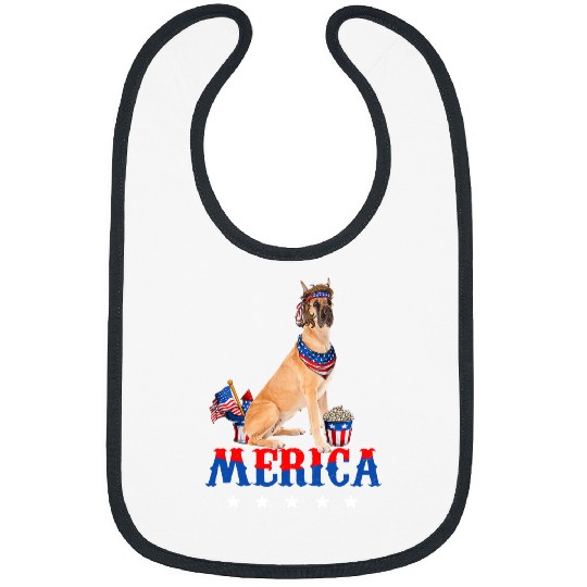 Dog Great Dane Merica Great Dane 4th of July Men Women American Flag Bibs