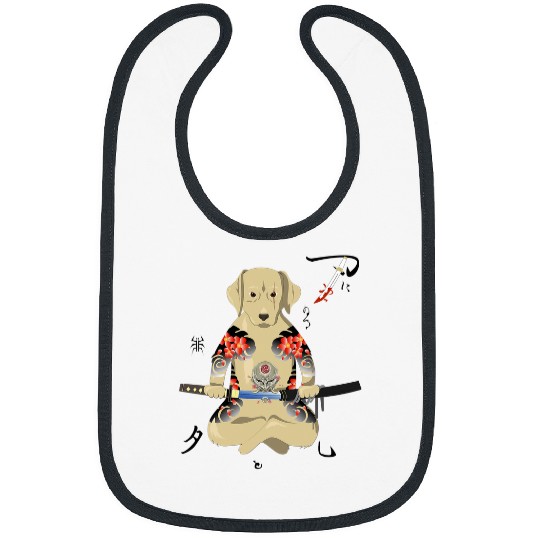 Labrador Lab Dog Labrador Japanese Samurai Katana Ninja Yakuza Tattoo Bibs