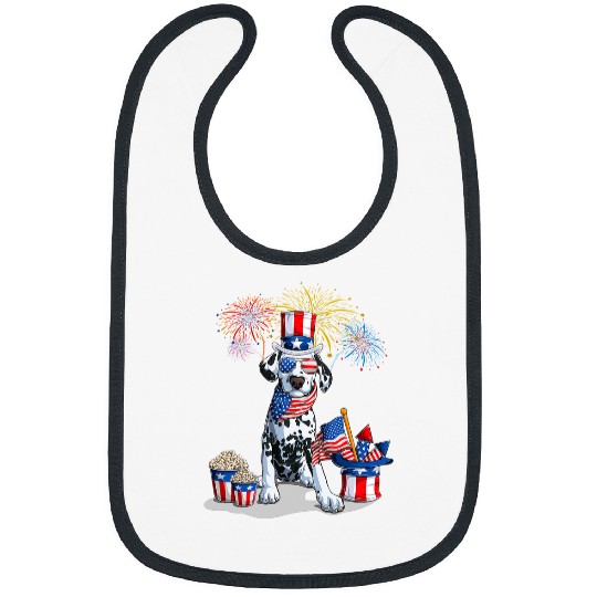 Dalmatian American Flag 4th of July Men Lover 257 Dog Lover Dalmatians Dog Bibs