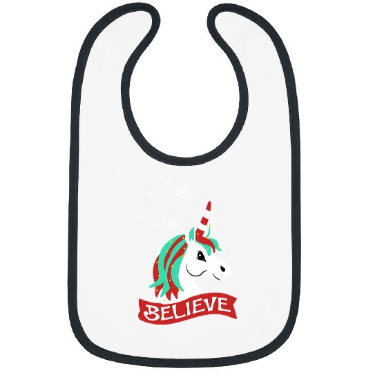 Believe Christmas Unicorns xmass Snowflakes Soft Word Art Bibs