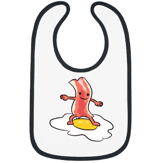 Surf Life Kawaii Bacon Surfing On Fried Egg Breakfast Egg and Bacon Bibs