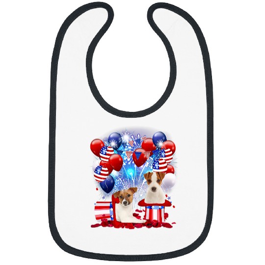 Dog Jack Russell Terrier Firework American Flag 4th Of July Dog Bibs