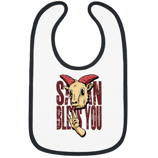 Funny Goats Satan Bless You Baphomet Demon Evil Goats Occult Pagan Gothic44 Bibs