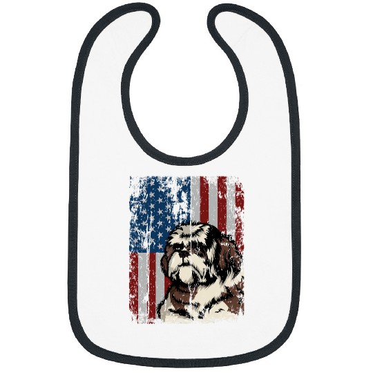 Shih Tzu American Flag Patriotic Shih Tzu Owner Gift Bibs