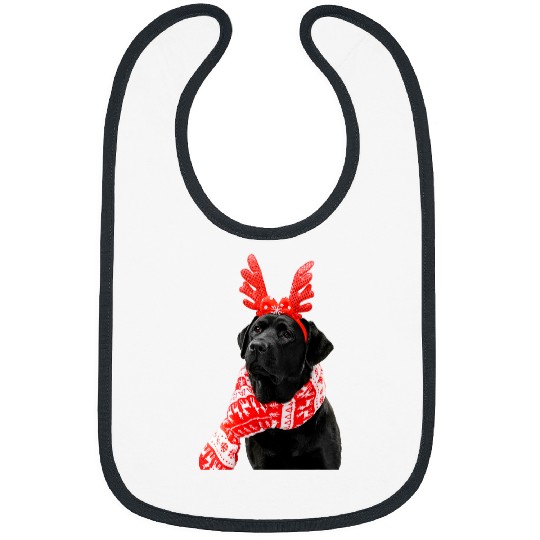 Funny Labrador Lab Dog Black Lab Reindeer Antlers Christmas Scarf Fun Labrador Bibs