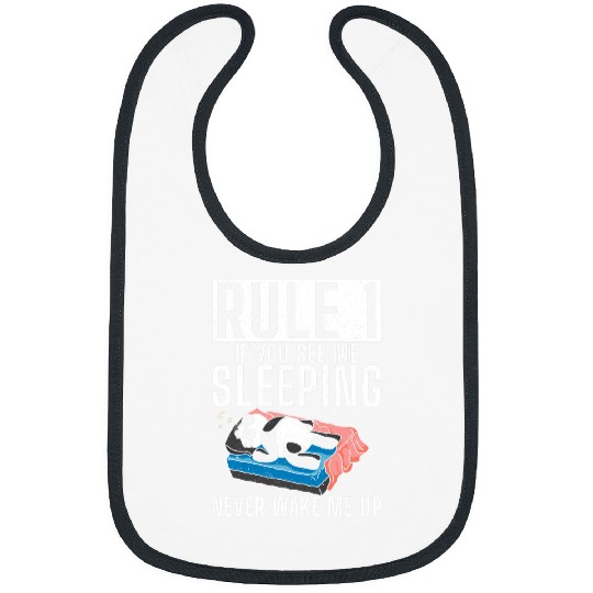 Funny Bear Rule 1 if you see me Sleeping never wake me up Panda Cute Bears Bibs