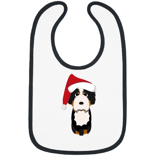 Bernedoodle Holiday Dog wearing Santa Hat Bibs