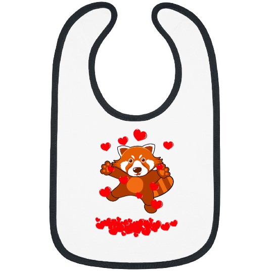 Funny Bear Red Panda Bear With Hearts Happy Valentines Day Kids Boys Cute Bears Bibs