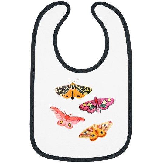 Pink Rosy maple tiger moths Hand drawn butterflies types Bibs