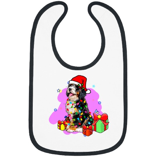 bernedoodle santa christmas tree lights xmass pajama pet dogs Bibs