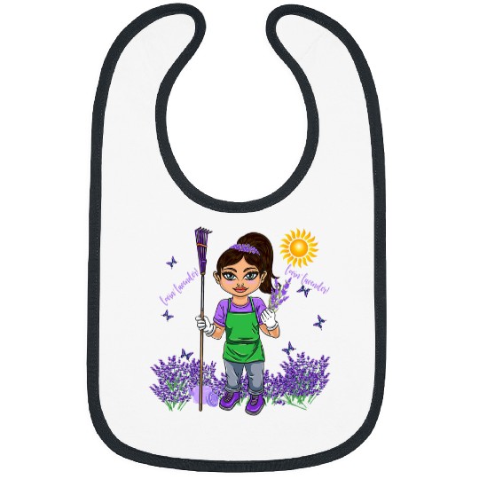 Cute Gardening gnome lady Lovin lavender flower gardener Bibs