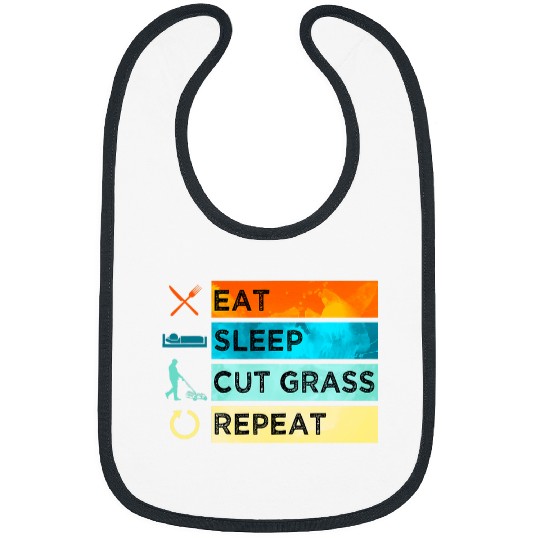 Eat Sleep Cut Grass Repeat Lawn Mowing Landscape Landscaper Bibs