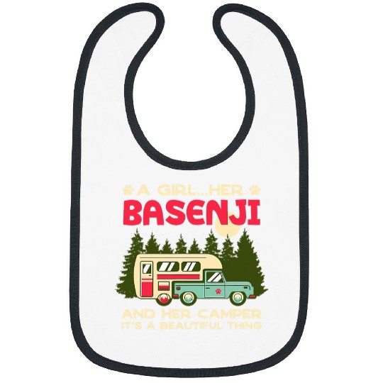 Camping Camp A Girl Her Basenji and Her Camper Ango Angari Dog Lover 3 Camper Bibs