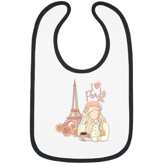 I Love Paris Eiffel Tower Traveler Girl Bibs