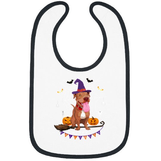 Pit Bull Witch Pumpkin Halloween Kids Mens Womens Dog Lover 184 Bibs