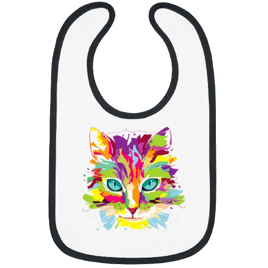 Cat Face MultiColored Art Bibs