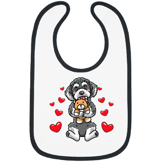 Kawaii Schnoodle Dog With Stuffed Animal Bibs