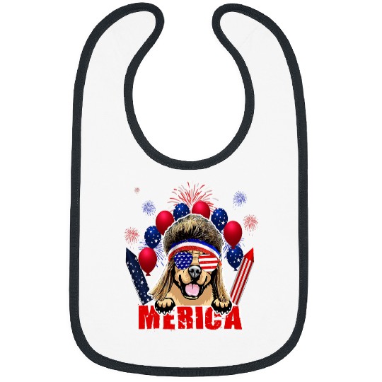 Goldie peeking Memorial Day Patriot Independence 622 Golden Retriever Dog Bibs
