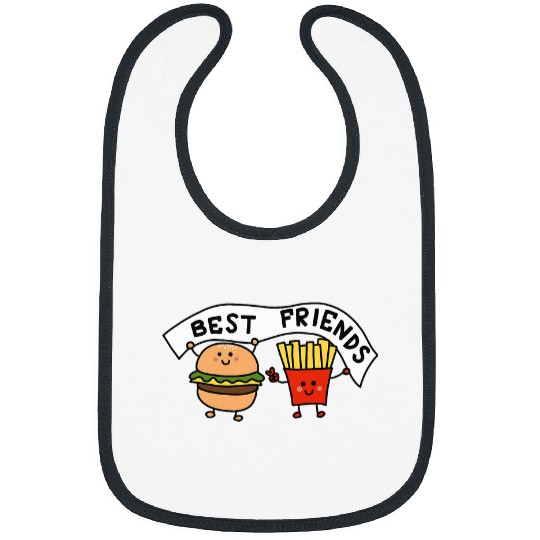 bests Friends Burger French Fries illustration Graphic Fun Bibs