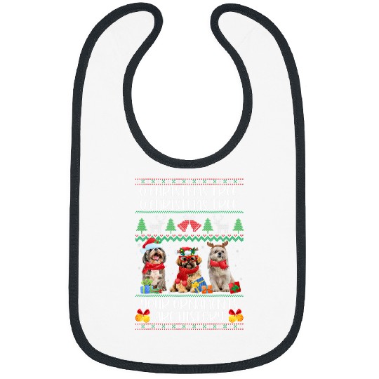 Shih Tzu Christmas Ugly Sweater Shih Tzu Tree Light Xmas Bibs