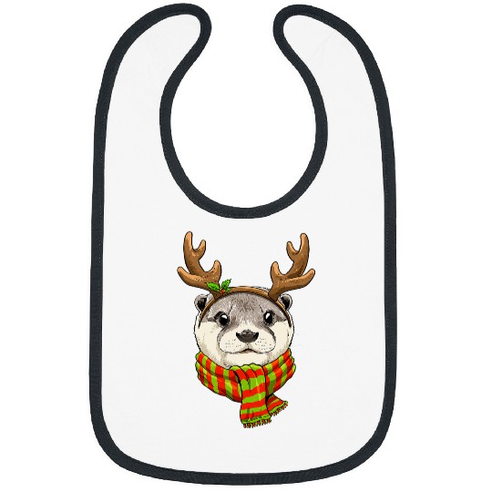 Otters Christmas Sea Otter Santa Clause Reindeer xmass Otter Lover127 Bibs