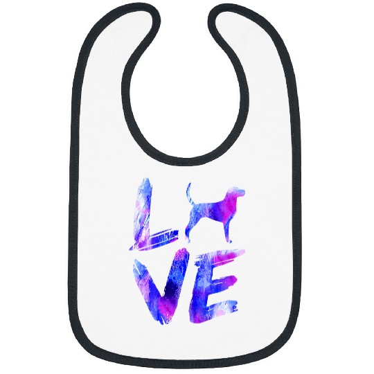 Love English Foxhound Watercolor Blue Dog Mom Dad Bibs