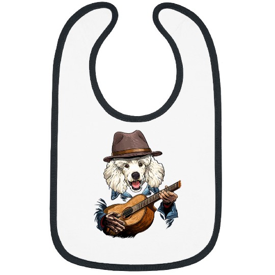 Poodles Acoustic Guitar Poodle Guitar Player Dog Guitarist 255 Poodle dog Bibs