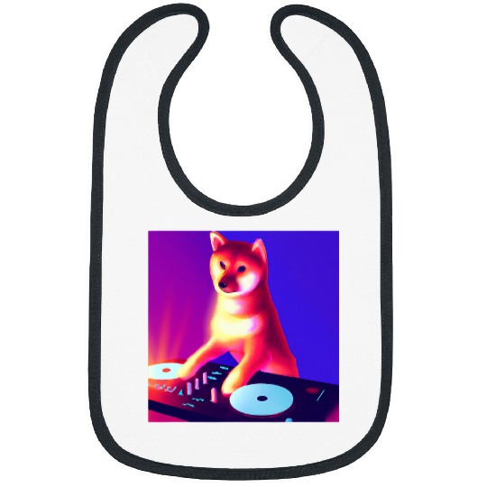 Dog Shiba Inu DJ Vaporwave Doge Dog Men Women Boys Girls 56 Bibs