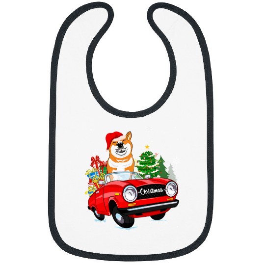 Dog Shiba Inu Cute Shiba Inu Dog Santa Hat Red Car Christmas343 Bibs