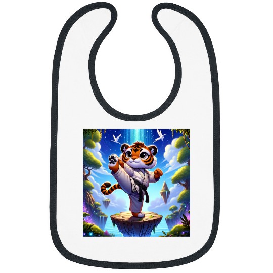 Kawaii Tiger Karate Adorable Pose Karate Master Bibs