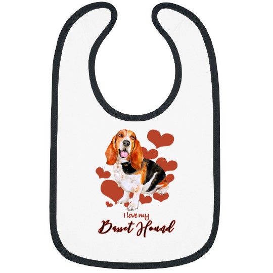 Dog Basset Hound I love my Basset Hound 199 paws Bibs