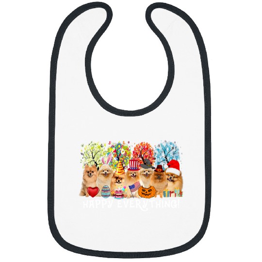 Dog Pomeranian Happy Everything Pomeranian Dog Seasons All Year Tree Lover57 Bibs