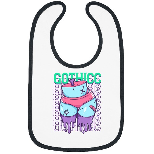 Gothicc Pastel Goth Creepy Women Thicc Booty Gothic Person 436 Bibs