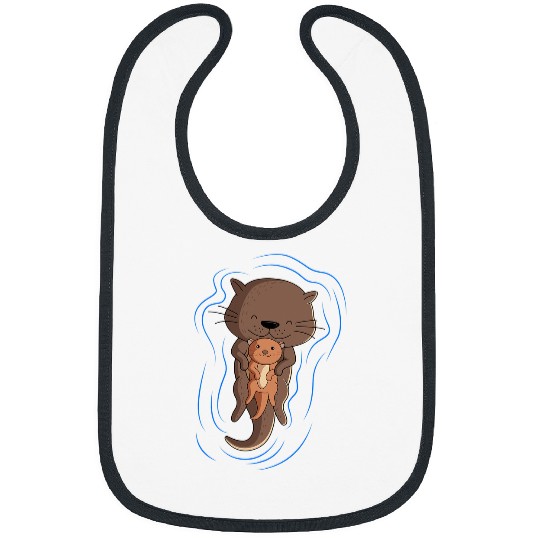 Otters Mother And Pup Sea Otter Animal Lover Bibs