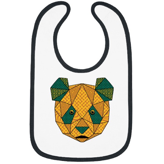 Funny Bear Geometric Giant Panda Bear Low Poly Animal Face Bear Lovers Cute Bears Bibs