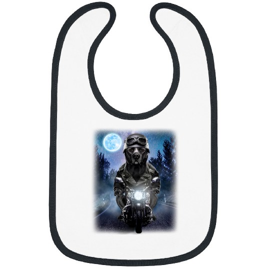 Motocross Biker Black Pit Bull Riding Motorcycle Icy Moon Biker Dog Bibs