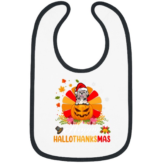 Shih Tzu Dog Hallothanksmas Halloween Thanksgiving Christmas 3 Bibs