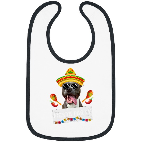 Funny Party Cute Pit Bull Dog Wearing Sombrero Sunglasses Bibs