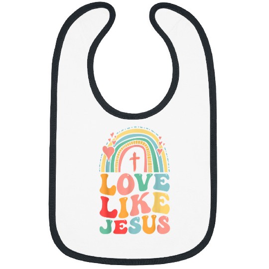 Christian Retro Religious God Christian Rainbow Love Like Jesus Christ Bibs
