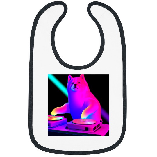 Dog Shiba Inu DJ Vaporwave Doge Dog Men Women Boys Girls 5 Bibs