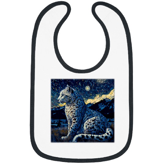 Leopard Gift Surrealism Starry Night Snow Leopard 1 Bibs