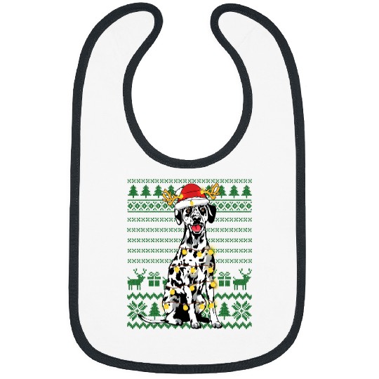 Dalmatian Christmas Lights xmass Matching Family Dog Lover 226 Dog Lover Dalmatians Dog Bibs