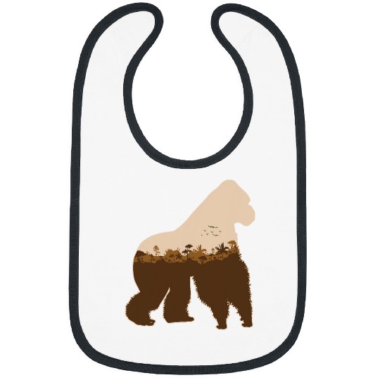 Gorilla Print with Landscape Ape Animal Gorilla Bibs