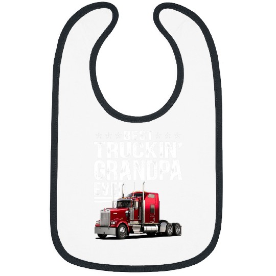 Mens bests Truckin Grandpa Ever Big Rig Trucker Fathers Day Bibs
