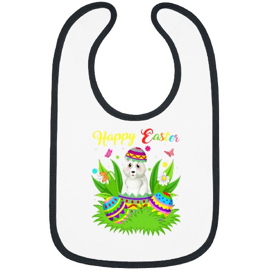 Funny Bear Polar Bear Lover Floral Easter Egg Funny Polar Bear Easter Cute Bears Bibs