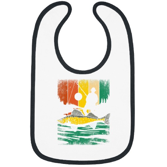 Fishing Retro Walleye Fishing Freshwater Fish Fisherman Angler Fisher Bibs