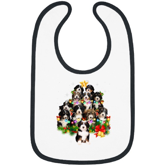 Bernedoodle Christmas Tree Lights Funny Dog xmass Gift Bibs