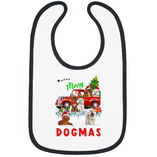 Poodles Merry Christmas Dog Santa Carrying Poodles On Pickup Truck 217 Poodle dog Bibs